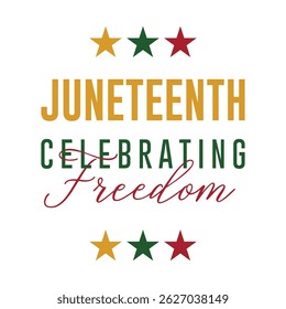 Juneteenth Independence Day. Freedom or Emancipation day. Annual american holiday, celebrated in June 19. African-American history and heritage.	