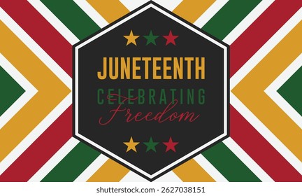 Juneteenth Independence Day. Freedom or Emancipation day. Annual american holiday, celebrated in June 19. African-American history and heritage.	