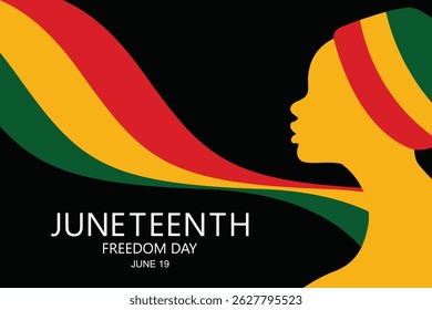 Juneteenth Independence Day. Freedom or Emancipation Day. An annual American holiday, celebrated on June 19th. For posters, greeting cards, banners and backgrounds