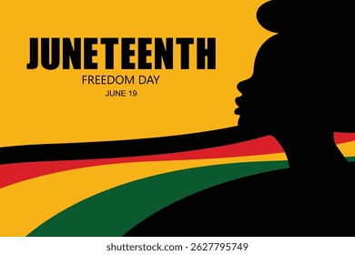 Juneteenth Independence Day. Freedom or Emancipation Day. An annual American holiday, celebrated on June 19th. For posters, greeting cards, banners and backgrounds
