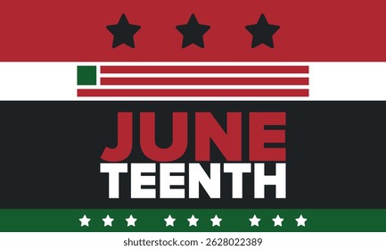 Juneteenth Independence Day. Freedom or Emancipation day. Annual american holiday, celebrated in June 19. African-American history and heritage. Poster, greeting card, banner and background. Vector
