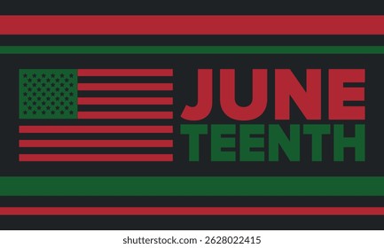 Juneteenth Independence Day. Freedom or Emancipation day. Annual american holiday, celebrated in June 19. African-American history and heritage. Poster, greeting card, banner and background. Vector