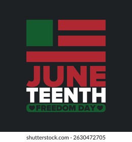 Juneteenth Independence Day. Freedom or Emancipation day. Annual american holiday, celebrated in June 19. African-American history and heritage. Poster, greeting card, banner and background. Vector