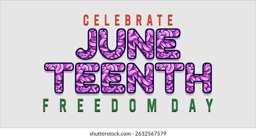 Juneteenth Independence Day. Freedom or Emancipation day. Annual american holiday, celebrated in June 19. African-American history and heritage. Poster, greeting card, banner and background. EPS file