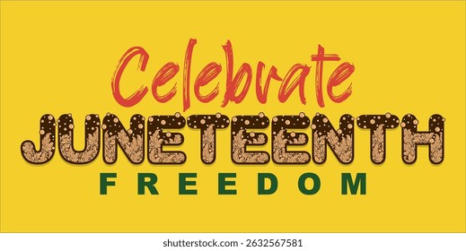 Juneteenth Independence Day. Freedom or Emancipation day. Annual american holiday, celebrated in June 19. African-American history and heritage. Poster, greeting card, banner and background. EPS file