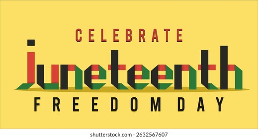 Juneteenth Independence Day. Freedom or Emancipation day. Annual american holiday, celebrated in June 19. African-American history and heritage. Poster, greeting card, banner and background. EPS file