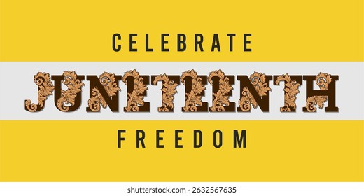 Juneteenth Independence Day. Freedom or Emancipation day. Annual american holiday, celebrated in June 19. African-American history and heritage. Poster, greeting card, banner and background. EPS file