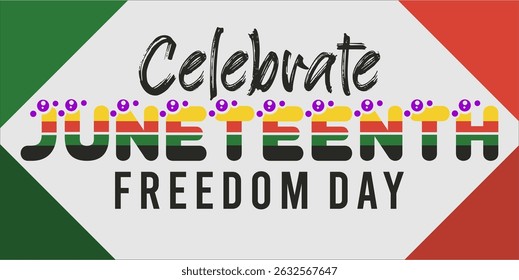 Juneteenth Independence Day. Freedom or Emancipation day. Annual american holiday, celebrated in June 19. African-American history and heritage. Poster, greeting card, banner and background. EPS file