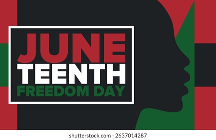 Juneteenth Independence Day. Freedom or Emancipation day. Annual american holiday, celebrated in June 19. African-American history and heritage. Poster, greeting card, banner and background. Vector