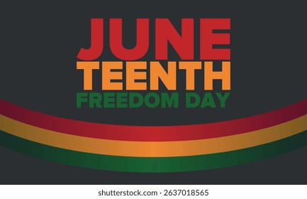 Juneteenth Independence Day. Freedom or Emancipation day. Annual american holiday, celebrated in June 19. African-American history and heritage. Poster, greeting card, banner and background. Vector