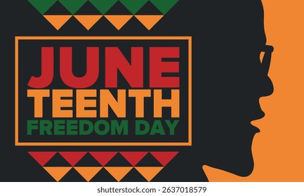 Juneteenth Independence Day. Freedom or Emancipation day. Annual american holiday, celebrated in June 19. African-American history and heritage. Poster, greeting card, banner and background. Vector