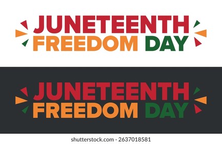 Juneteenth Independence Day. Freedom or Emancipation day. Annual american holiday, celebrated in June 19. African-American history and heritage. Poster, greeting card, banner and background. Vector