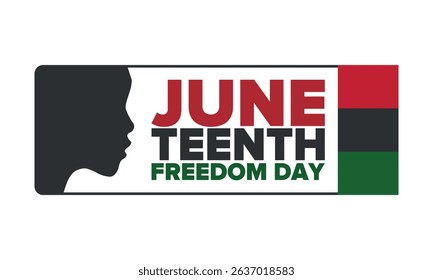 Juneteenth Independence Day. Freedom or Emancipation day. Annual american holiday, celebrated in June 19. African-American history and heritage. Poster, greeting card, banner and background. Vector