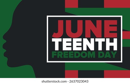 Juneteenth Independence Day. Freedom or Emancipation day. Annual american holiday, celebrated in June 19. African-American history and heritage. Poster, greeting card, banner and background. Vector