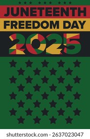 Juneteenth Independence Day. Freedom or Emancipation day. Annual american holiday, celebrated in June 19. African-American history and heritage. Poster, greeting card, banner and background. Vector