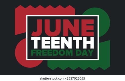 Juneteenth Independence Day. Freedom or Emancipation day. Annual american holiday, celebrated in June 19. African-American history and heritage. Poster, greeting card, banner and background. Vector