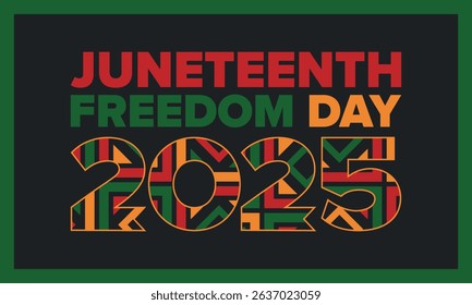 Juneteenth Independence Day. Freedom or Emancipation day. Annual american holiday, celebrated in June 19. African-American history and heritage. Poster, greeting card, banner and background. Vector