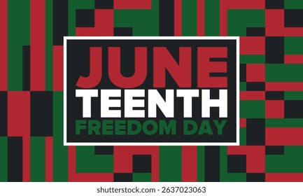 Juneteenth Independence Day. Freedom or Emancipation day. Annual american holiday, celebrated in June 19. African-American history and heritage. Poster, greeting card, banner and background. Vector