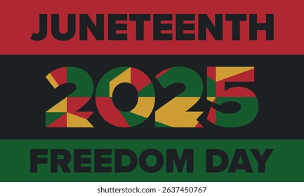 Juneteenth Independence Day. Freedom or Emancipation day. Annual american holiday, celebrated in June 19. African-American history and heritage. Poster, greeting card, banner and background. Vector