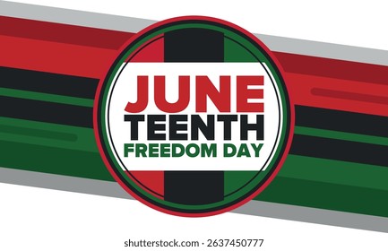 Juneteenth Independence Day. Freedom or Emancipation day. Annual american holiday, celebrated in June 19. African-American history and heritage. Poster, greeting card, banner and background. Vector