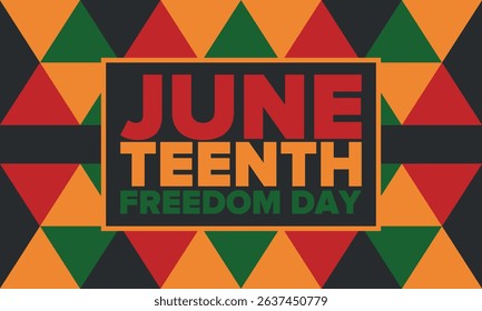 Juneteenth Independence Day. Freedom or Emancipation day. Annual american holiday, celebrated in June 19. African-American history and heritage. Poster, greeting card, banner and background. Vector