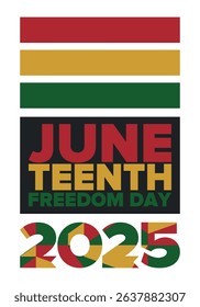Juneteenth Independence Day. Freedom or Emancipation day. Annual american holiday, celebrated in June 19. African-American history and heritage. Poster, greeting card, banner and background. Vector