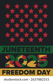 Juneteenth Independence Day. Freedom or Emancipation day. Annual american holiday, celebrated in June 19. African-American history and heritage. Poster, greeting card, banner and background. Vector