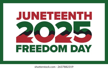 Juneteenth Independence Day. Freedom or Emancipation day. Annual american holiday, celebrated in June 19. African-American history and heritage. Poster, greeting card, banner and background. Vector