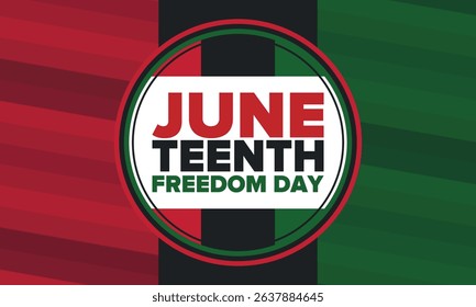 Juneteenth Independence Day. Freedom or Emancipation day. Annual american holiday, celebrated in June 19. African-American history and heritage. Poster, greeting card, banner and background. Vector