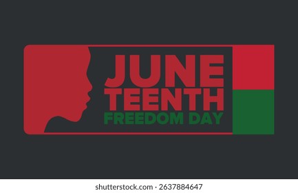 Juneteenth Independence Day. Freedom or Emancipation day. Annual american holiday, celebrated in June 19. African-American history and heritage. Poster, greeting card, banner and background. Vector