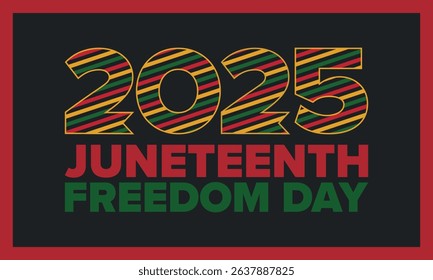 Juneteenth Independence Day. Freedom or Emancipation day. Annual american holiday, celebrated in June 19. African-American history and heritage. Poster, greeting card, banner and background. Vector