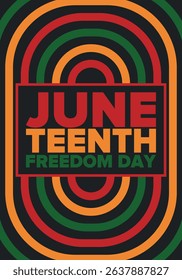 Juneteenth Independence Day. Freedom or Emancipation day. Annual american holiday, celebrated in June 19. African-American history and heritage. Poster, greeting card, banner and background. Vector