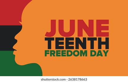 Juneteenth Independence Day. Freedom or Emancipation day. Annual american holiday, celebrated in June 19. African-American history and heritage. Poster, greeting card, banner and background. Vector
