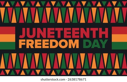 Juneteenth Independence Day. Freedom or Emancipation day. Annual american holiday, celebrated in June 19. African-American history and heritage. Poster, greeting card, banner and background. Vector