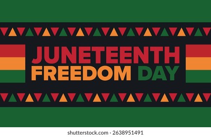 Juneteenth Independence Day. Freedom or Emancipation day. Annual american holiday, celebrated in June 19. African-American history and heritage. Poster, greeting card, banner and background. Vector