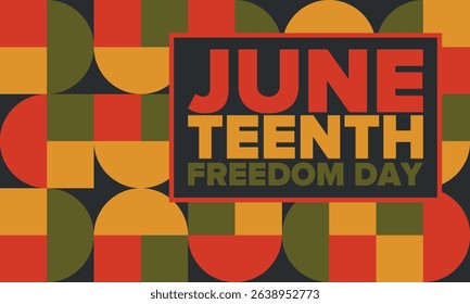 Juneteenth Independence Day. Freedom or Emancipation day. Annual american holiday, celebrated in June 19. African-American history and heritage. Poster, greeting card, banner and background. Vector