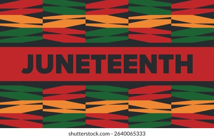 Juneteenth Independence Day. Freedom or Emancipation day. Annual american holiday, celebrated in June 19. African-American history and heritage. Poster, greeting card, banner and background. Vector