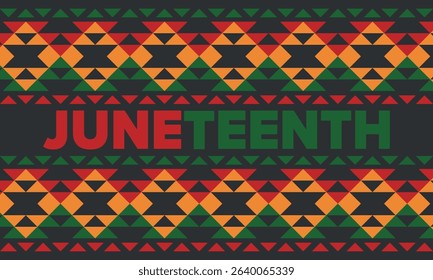 Juneteenth Independence Day. Freedom or Emancipation day. Annual american holiday, celebrated in June 19. African-American history and heritage. Poster, greeting card, banner and background. Vector