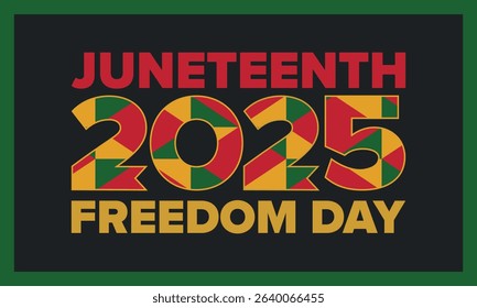 Juneteenth Independence Day. Freedom or Emancipation day. Annual american holiday, celebrated in June 19. African-American history and heritage. Poster, greeting card, banner and background. Vector