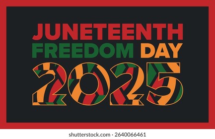 Juneteenth Independence Day. Freedom or Emancipation day. Annual american holiday, celebrated in June 19. African-American history and heritage. Poster, greeting card, banner and background. Vector