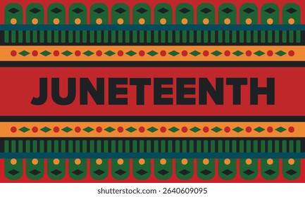 Juneteenth Independence Day. Freedom or Emancipation day. Annual american holiday, celebrated in June 19. African-American history and heritage. Poster, greeting card, banner and background. Vector