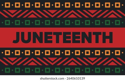 Juneteenth Independence Day. Freedom or Emancipation day. Annual american holiday, celebrated in June 19. African-American history and heritage. Poster, greeting card, banner and background. Vector