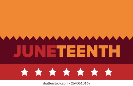 Juneteenth Independence Day. Freedom or Emancipation day. Annual american holiday, celebrated in June 19. African-American history and heritage. Poster, greeting card, banner and background. Vector