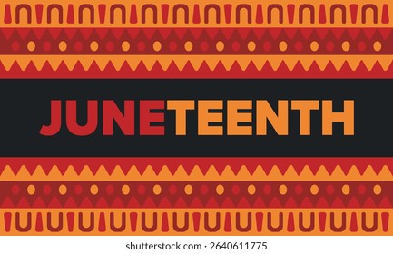 Juneteenth Independence Day. Freedom or Emancipation day. Annual american holiday, celebrated in June 19. African-American history and heritage. Poster, greeting card, banner and background. Vector