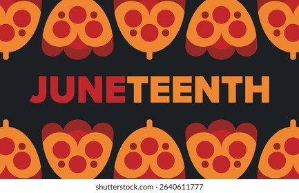 Juneteenth Independence Day. Freedom or Emancipation day. Annual american holiday, celebrated in June 19. African-American history and heritage. Poster, greeting card, banner and background. Vector