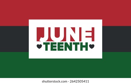 Juneteenth Independence Day. Freedom or Emancipation day. Annual american holiday, celebrated in June 19. African-American history and heritage. Poster, greeting card, banner and background. Vector
