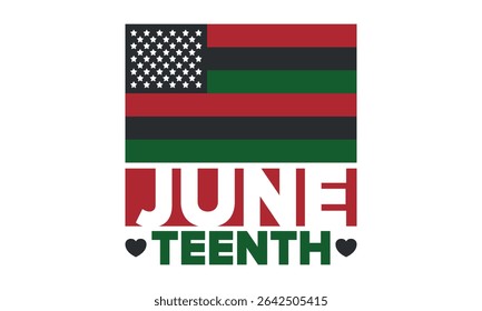 Juneteenth Independence Day. Freedom or Emancipation day. Annual american holiday, celebrated in June 19. African-American history and heritage. Poster, greeting card, banner and background. Vector
