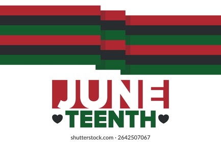 Juneteenth Independence Day. Freedom or Emancipation day. Annual american holiday, celebrated in June 19. African-American history and heritage. Poster, greeting card, banner and background. Vector