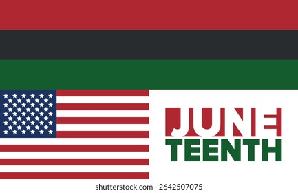 Juneteenth Independence Day. Freedom or Emancipation day. Annual american holiday, celebrated in June 19. African-American history and heritage. Poster, greeting card, banner and background. Vector