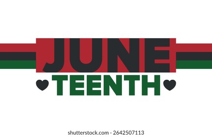 Juneteenth Independence Day. Freedom or Emancipation day. Annual american holiday, celebrated in June 19. African-American history and heritage. Poster, greeting card, banner and background. Vector